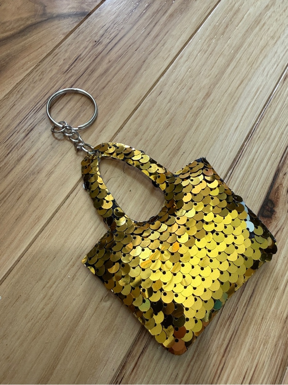 Gold Sequin Mini Tote Keychain/Bag Charm